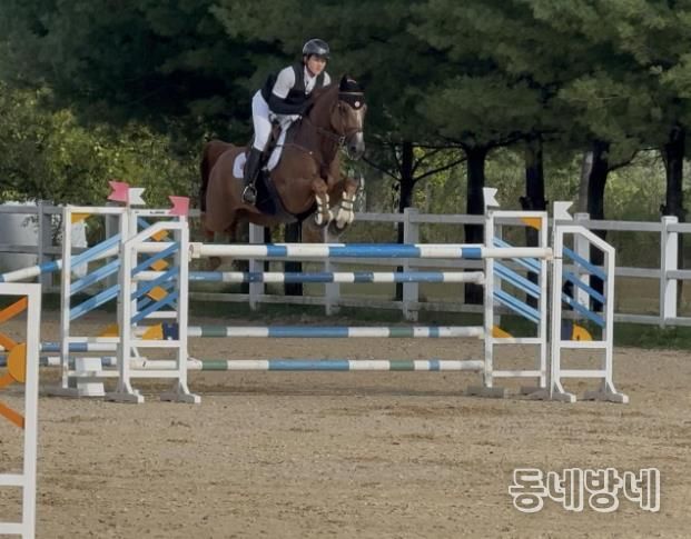 광주광역시승마협회 소속 이정우(광주고)가 장애물 경기를 펼치고 있다.