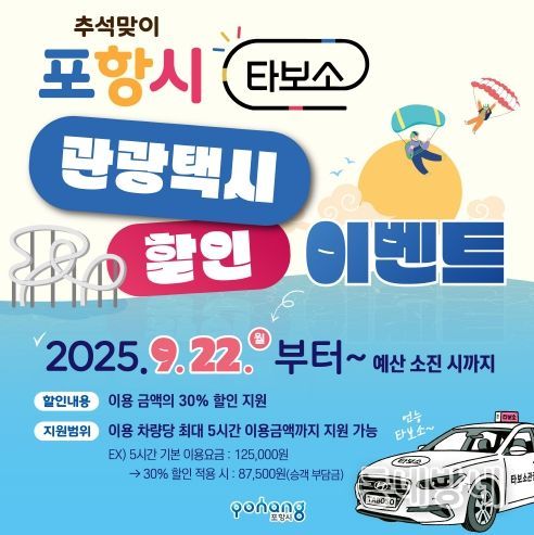 ‘타보소 관광택시 할인 이벤트’ 카드뉴스 이미지.