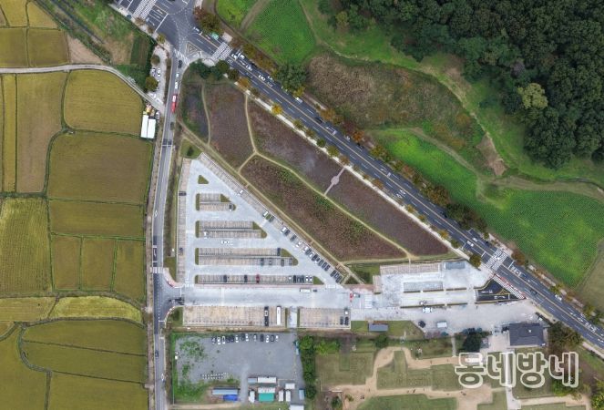 정비를 마친 동궁과 월지 임시주차장 모습