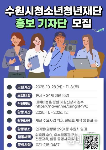 수원시청소년청년재단 ‘홍보 기자단’ 1기 모집