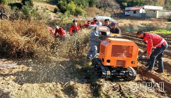 영농부산물 파쇄 모습