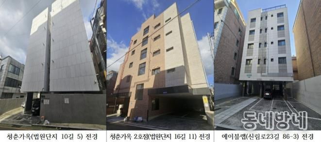 관악구 청년 수요맞춤형 매입임대주택 3개소 전경