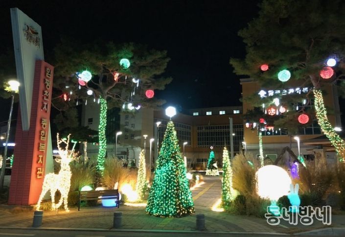 함평군 천지종합복지관 정원 야간경관 전경