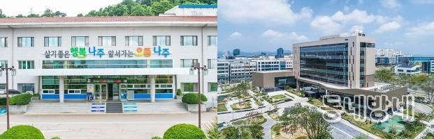 나주시청 전경(왼쪽)과 한국인터넷진흥원 전경(오른쪽).