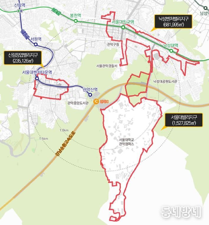 관악S밸리 R&D 벤처·창업 특정개발진흥지구 대상지 위치도