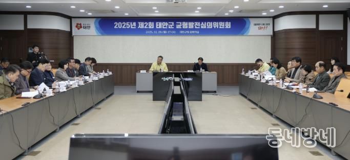 29일 군청 중회의실에서 개최된 균형발전심의위원회 회의 모습.