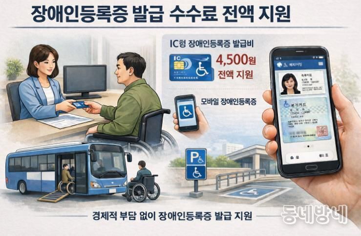 모바일 장애인등록증 이용을 위해 경주시가 IC형 장애인등록증 발급 수수료를 전액 지원한다.