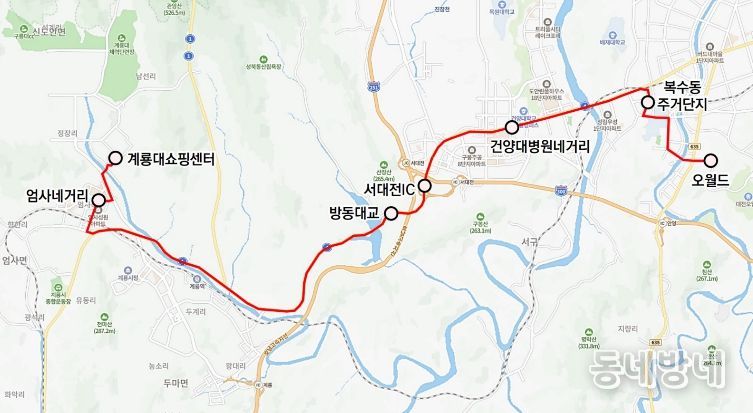 302번 시내버스 노선도