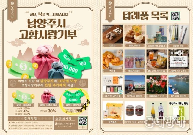 남양주시, 설 명절 ‘고향사랑기부’하고 ‘세뱃돈’ 받으세요!