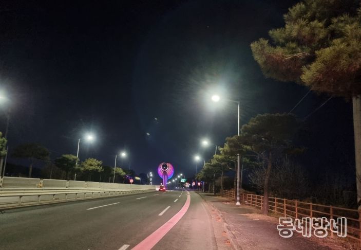 설 명절 대비 나주시 관내 조명시설 야간 점검 모습.