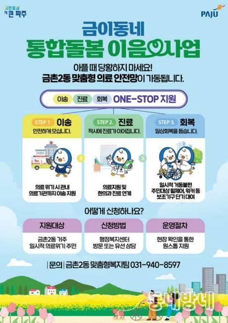 파주시 금촌2동, 금이동네‘통합돌봄 이음’가동… 의료이송·진료·회복 한 번에 잇는다