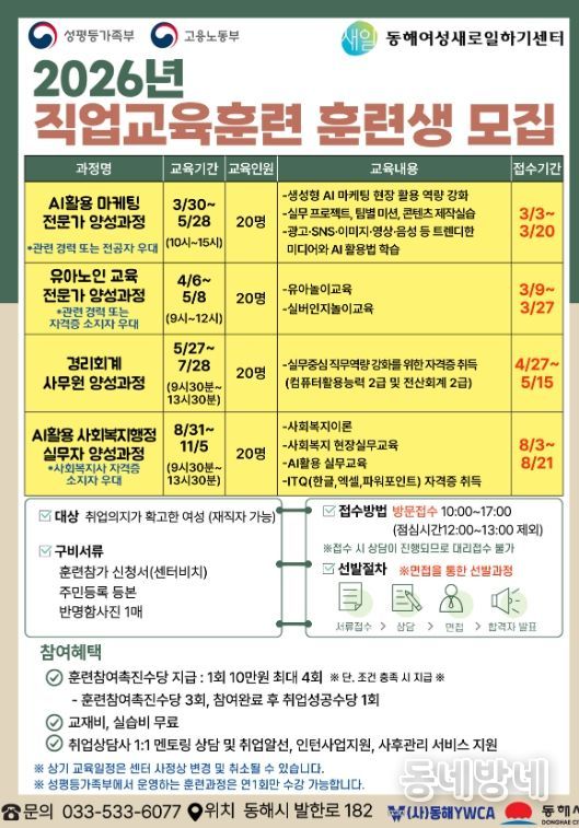 동해시, 경력보유·경력단절여성 취업 전주기 지원