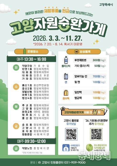 고양시 주교동, ‘2026년 고양 자원순환가게’ 3월 운영 시작