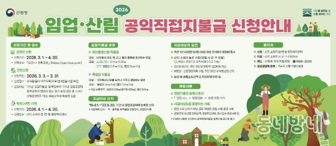 동두천시, 2026년 임업·산림 공익직접지불금 신청 미리 준비하세요!